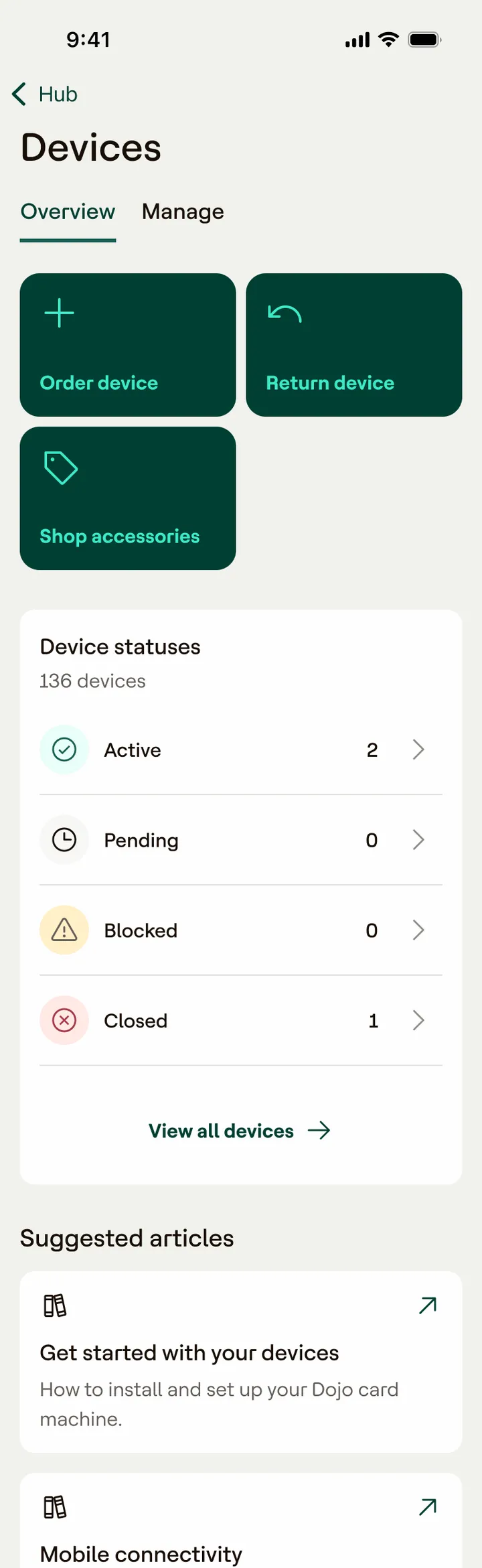 Devices screen before the uplift