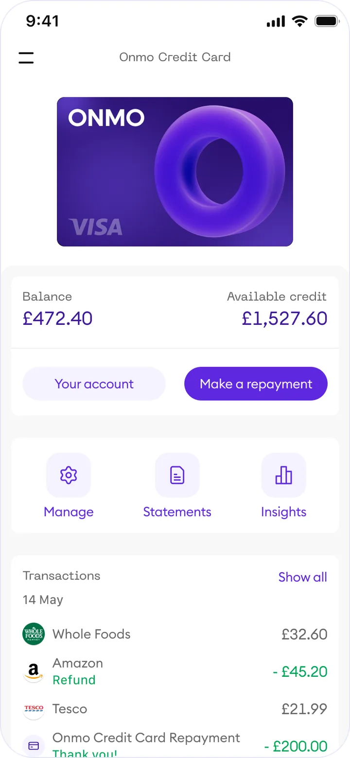 Onmo app homepage after the redesign