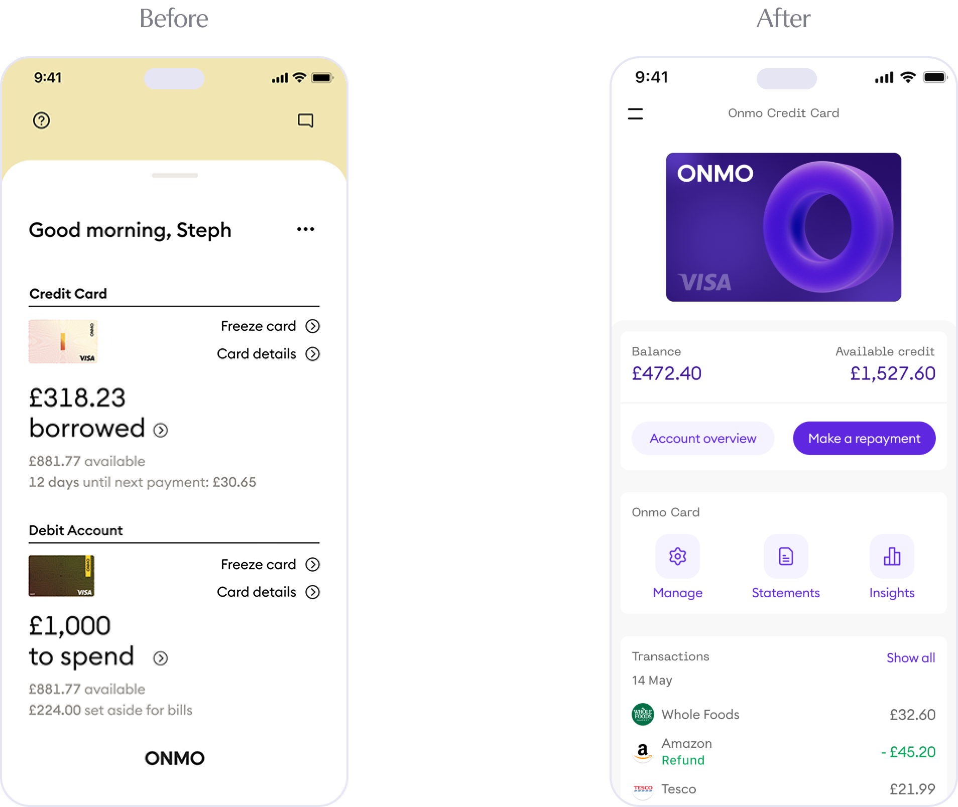Before and after comparison